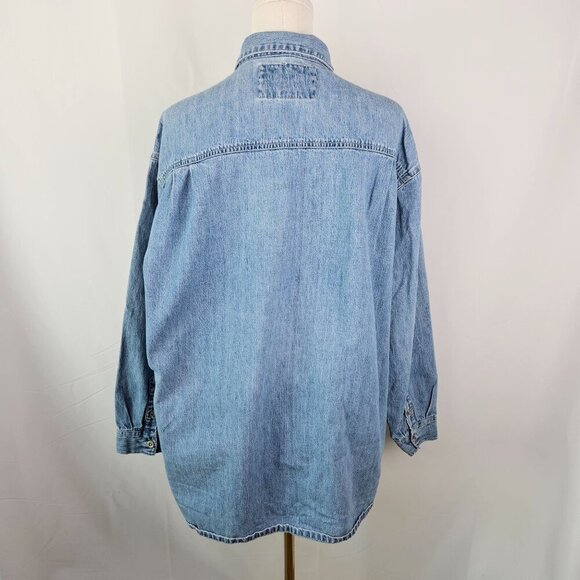 Vintage Rare Express Light Wash Denim Zip-Up Shacket Large 90's Grunge Lagenlook - Picture 6 of 11